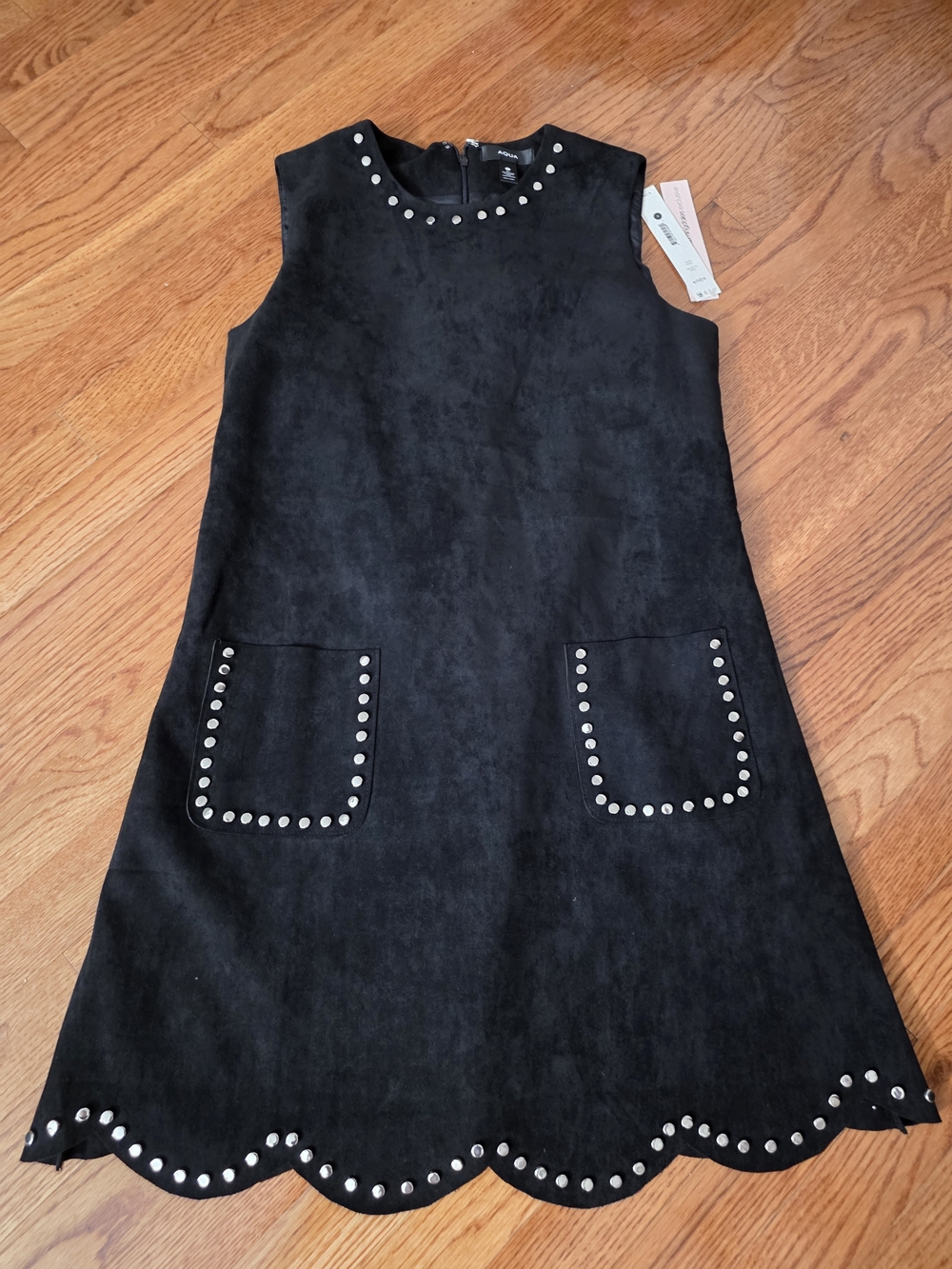 Aqua Black Studded Sleeveless Mini Dress